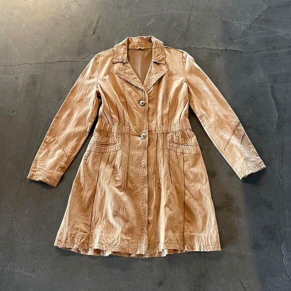 Vintage Italian designer distressed leather jacket size 46 - Picture 1 of 4